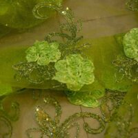 Lemon Green Floral Mesh Fabric