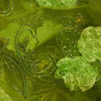 Lemon Green Floral Mesh Fabric