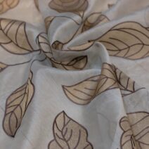 Brown and Cream Floral Organza Brocade Fabric