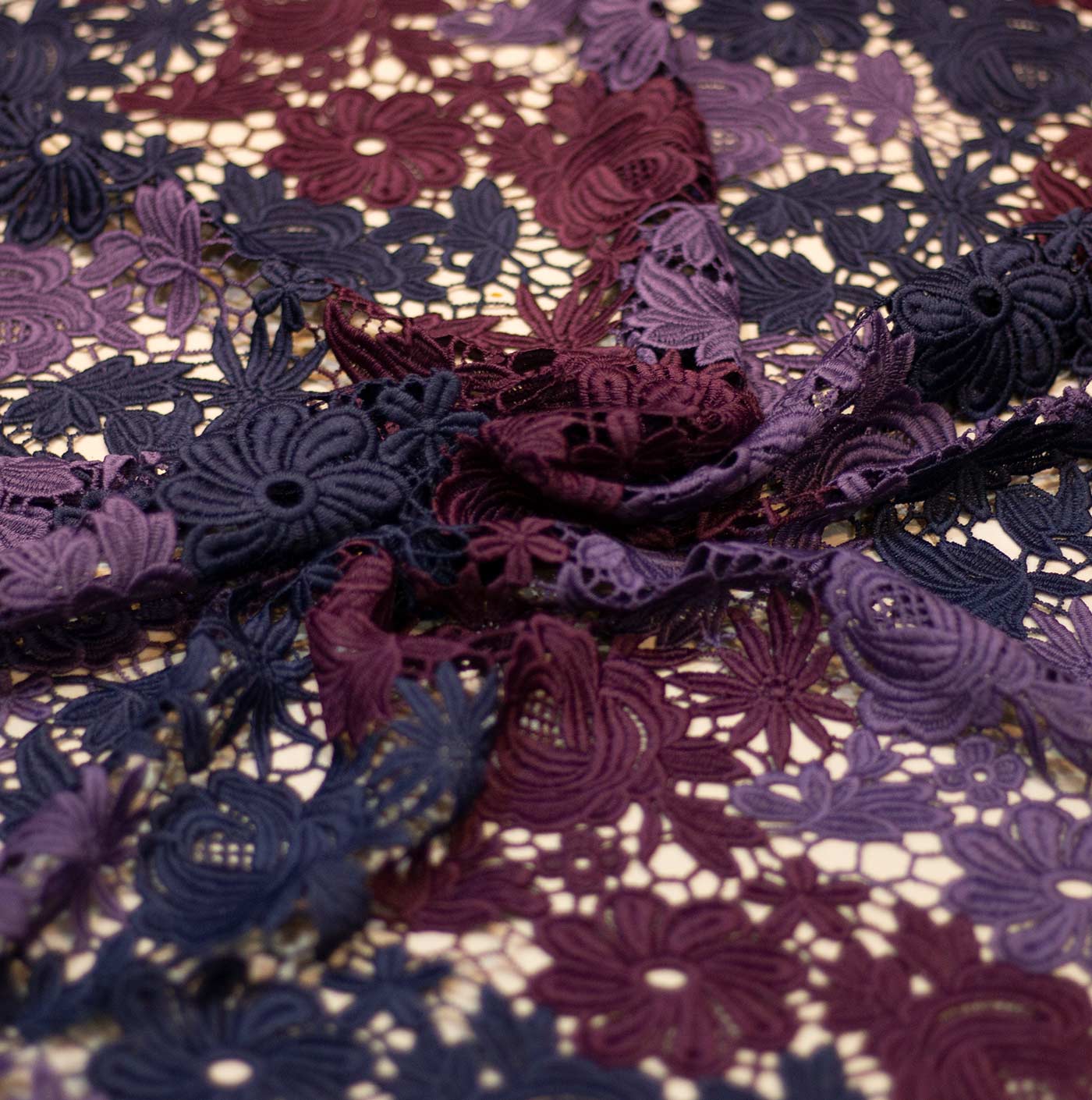Multi Colour Floral Guipure Lace Fabric
