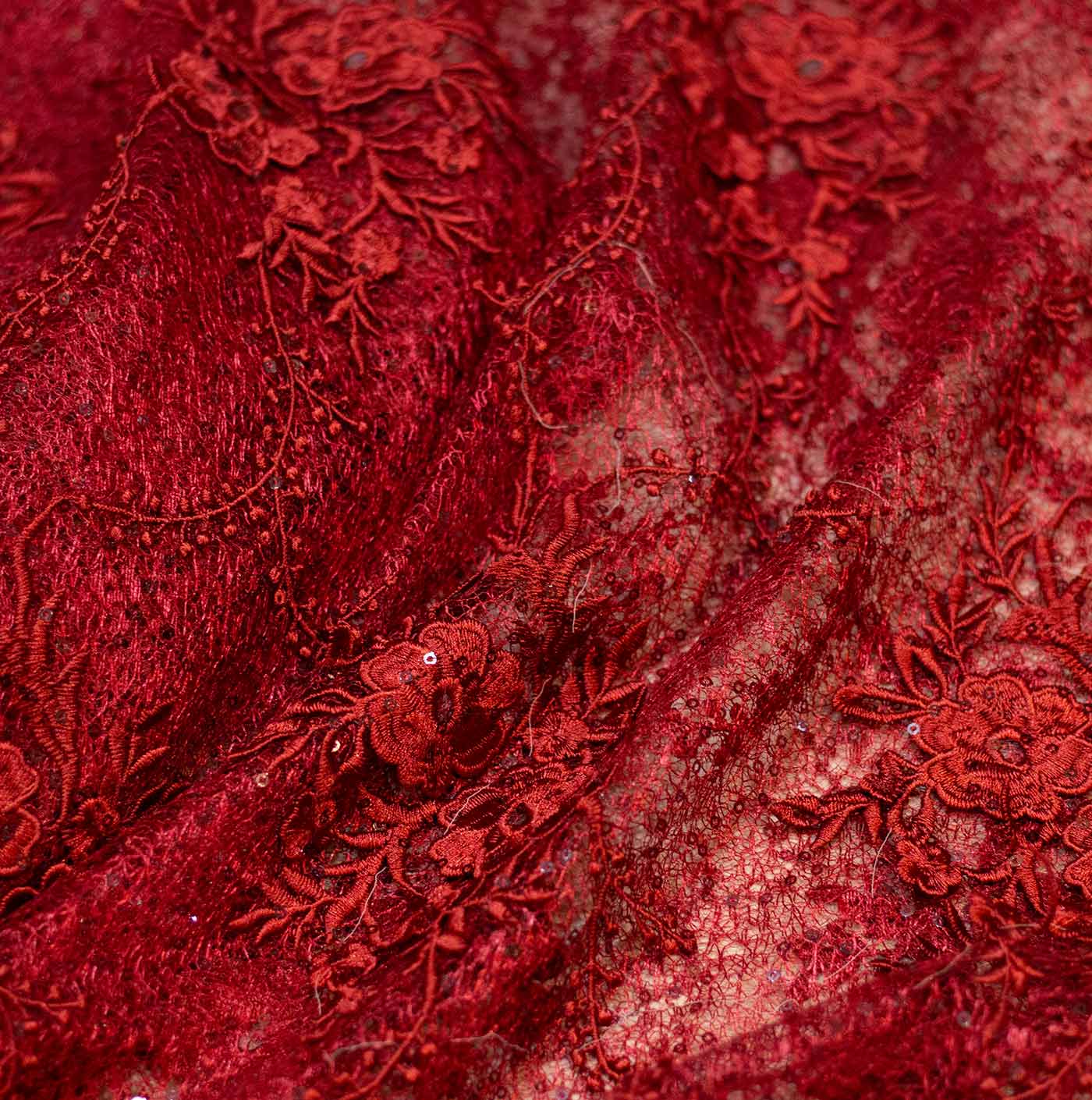 Burgundy Guipure Lace Fabric