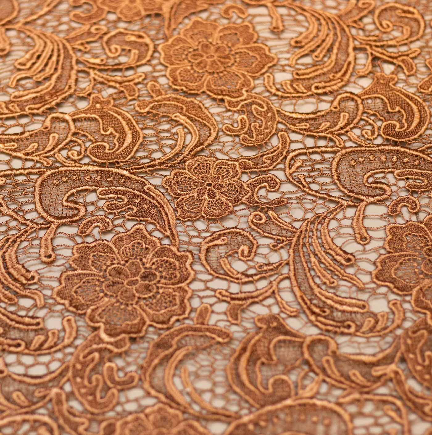 Brown Guipure Lace Fabric