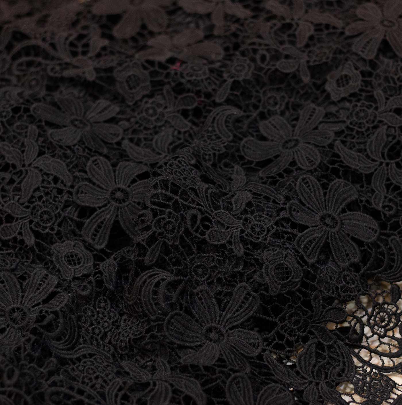 Black Floral Guipure Lace Fabric