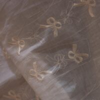 Abstract Design Embroidered Ivory Cotton Fabric