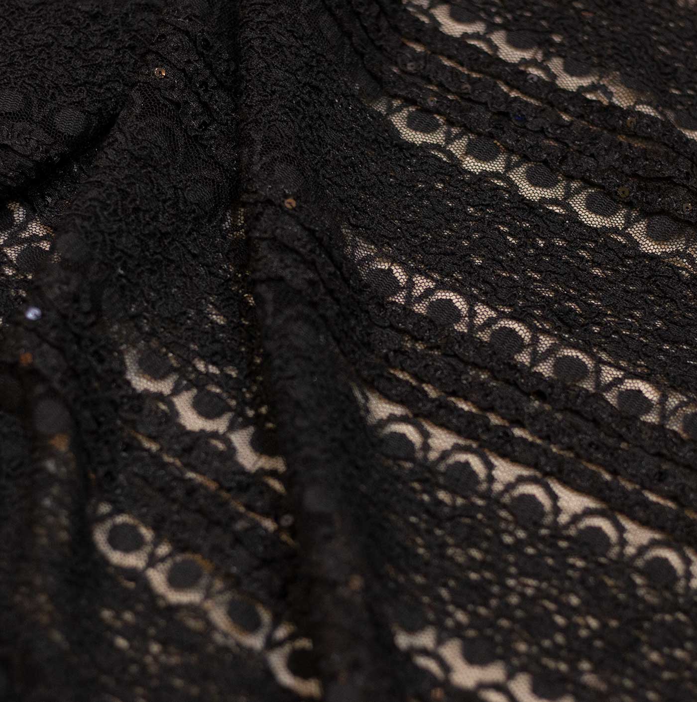 Black Embroidered Guipure Lace Fabric