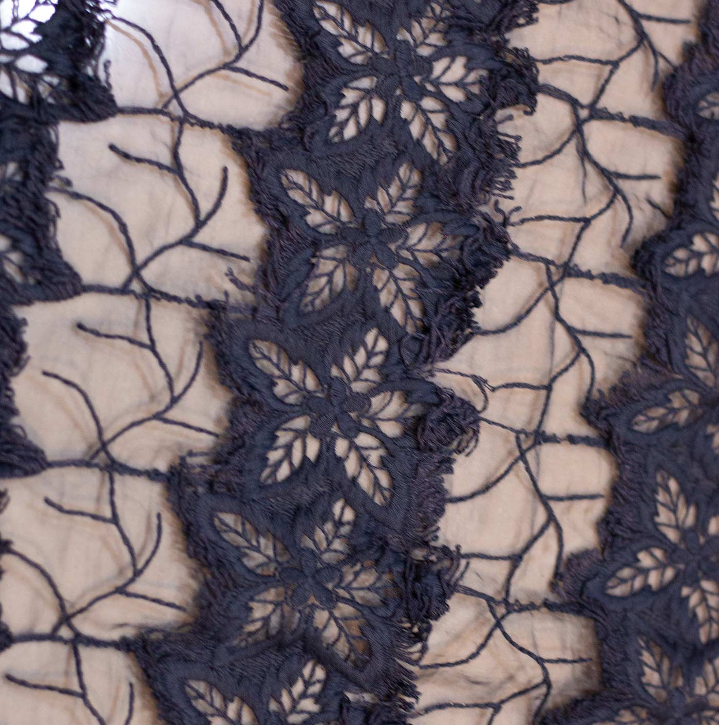 Navy Blue Embroidered Guipure Lace Fabric