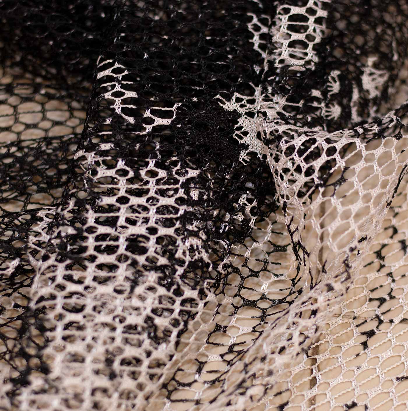 Black and White Web Mesh Netting Fabric