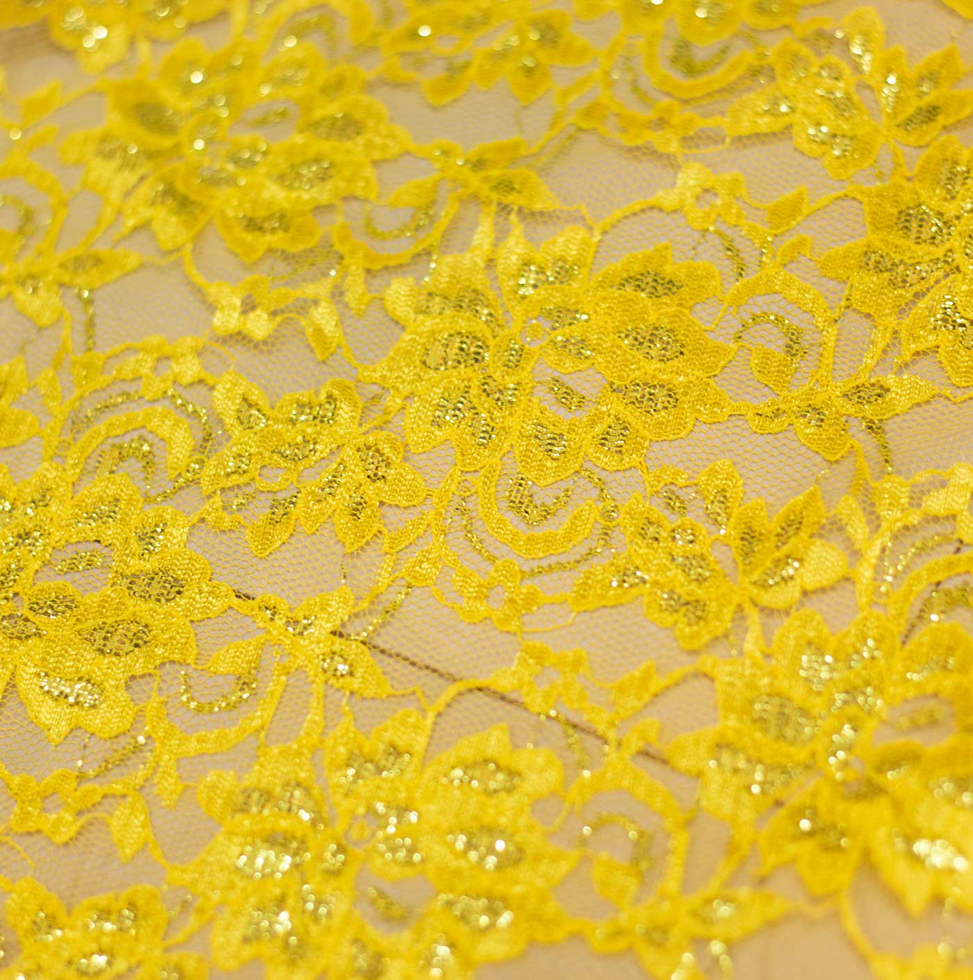 Yellow Double Scaloop Guipure Lace Fabric