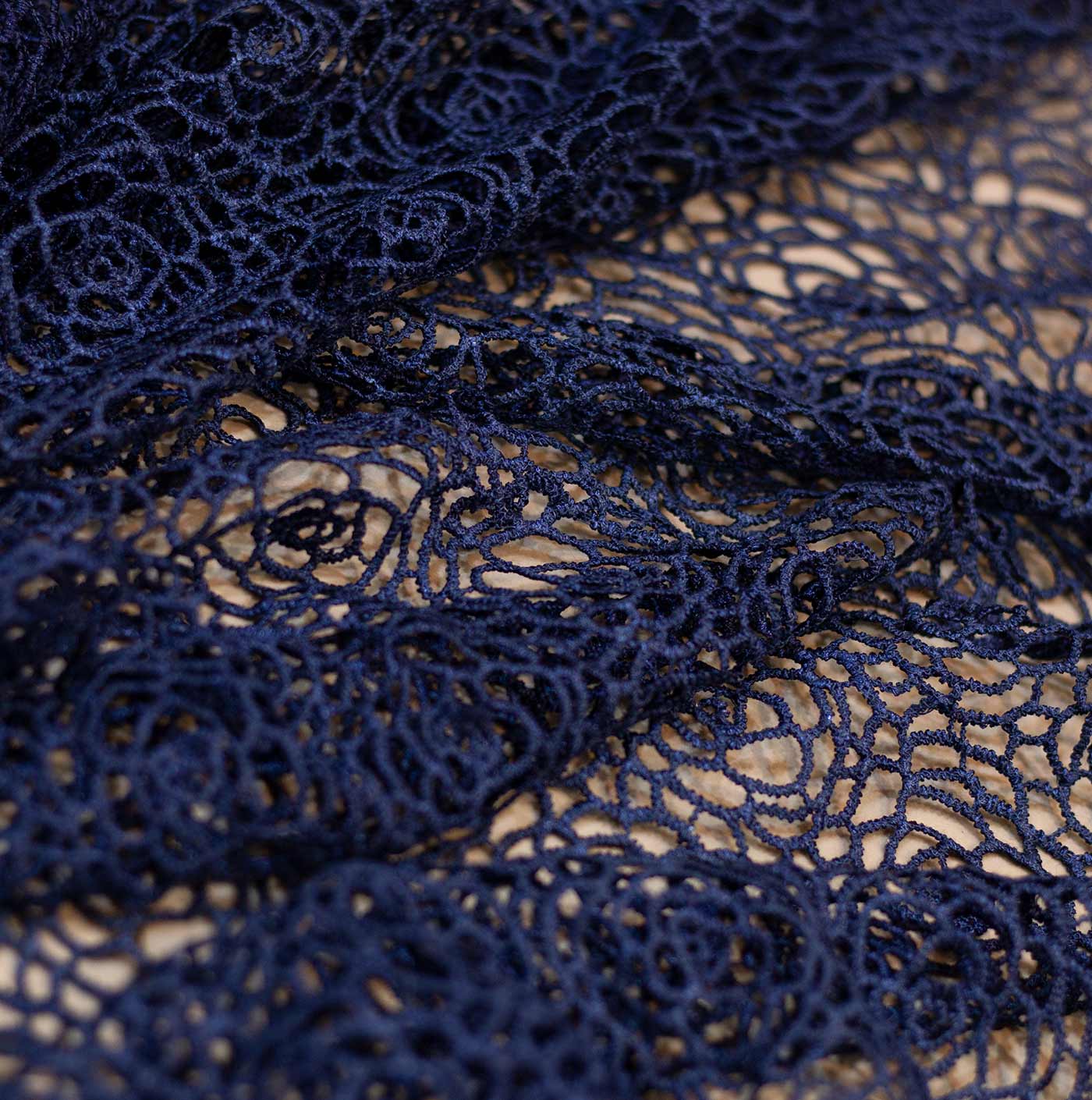 Navy Blue Guipure Lace Fabric
