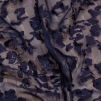 Detailed Navy Blue Chiffon Fabric