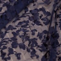Detailed Navy Blue Chiffon Fabric