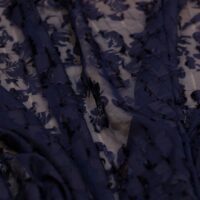 Detailed Navy Blue Chiffon Fabric