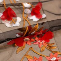 3D Floral Scuba Netting Fabric