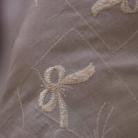 Abstract Design Embroidered Ivory Cotton Fabric
