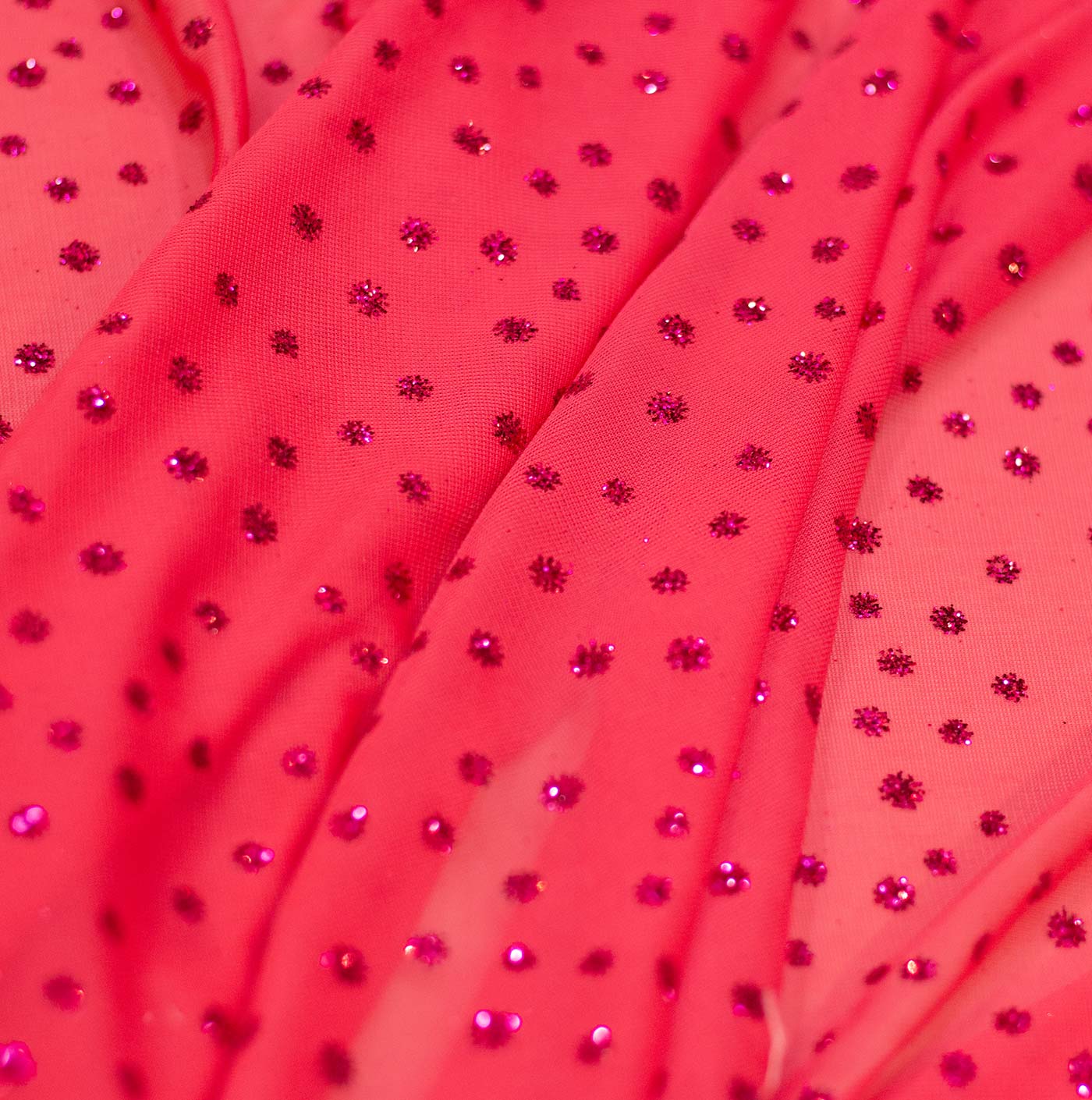 Dotted Pink Shimmer Lurex Fabric