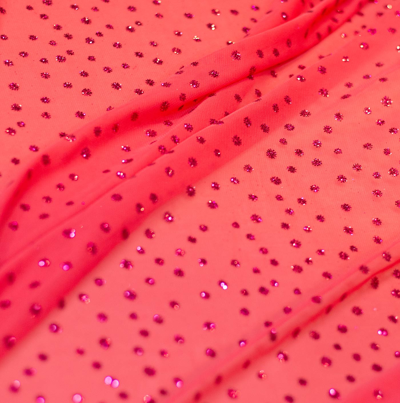Dotted Pink Shimmer Lurex Fabric