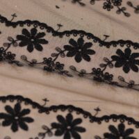 Black Embroidered Mesh Fabric