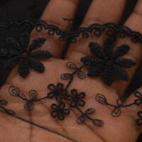 Black Embroidered Mesh Fabric