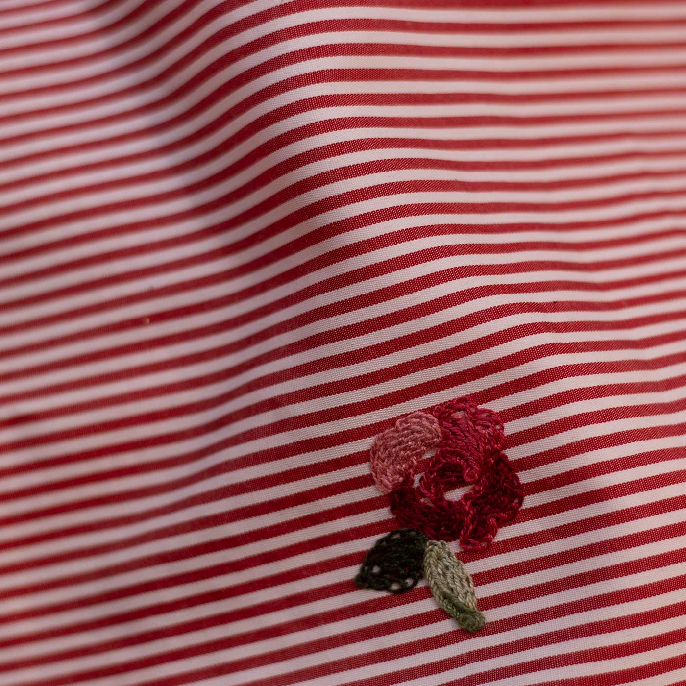 Red Striped Embroidered Shirt Fabric