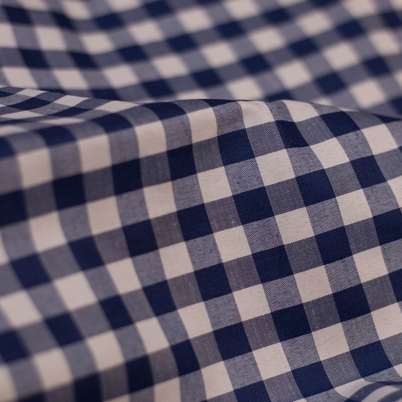 Navy Blue Check Gingham Fabric