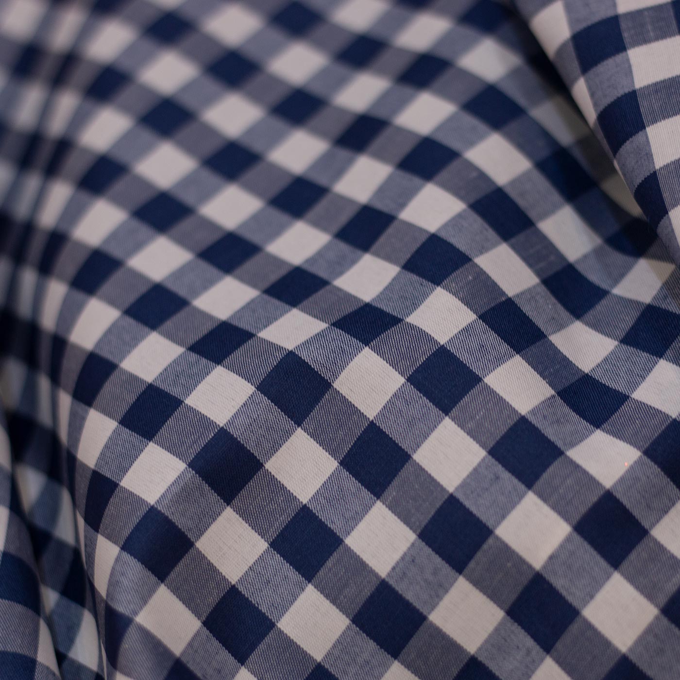 Navy Blue Check Gingham Fabric
