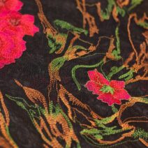 Multicolored Floral Embroidered Netting Fabric
