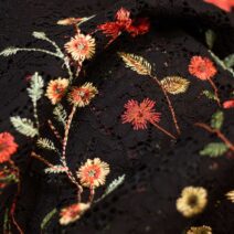 Multicolored Floral Embroidered Lace Fabric