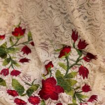 Printed Cream Floral Lace Fabric