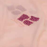 Peach Dotted Floral Embroidered Chiffon Fabric