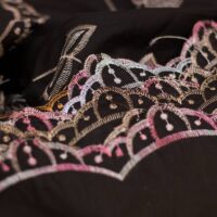 Black and Red Mixed Floral Embroidered Cotton Fabric