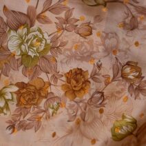 Brown and Olive Floral Taffeta Fabric