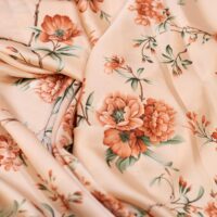 High Quality Cream Printed Silk Fabric