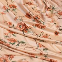 High Quality Cream Printed Silk Fabric