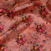 Peach Floral Taffeta Fabric