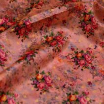 Peach Floral Taffeta Fabric