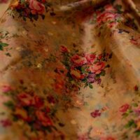 Gold Floral Taffeta Fabric