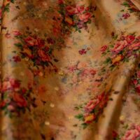 Gold Floral Taffeta Fabric