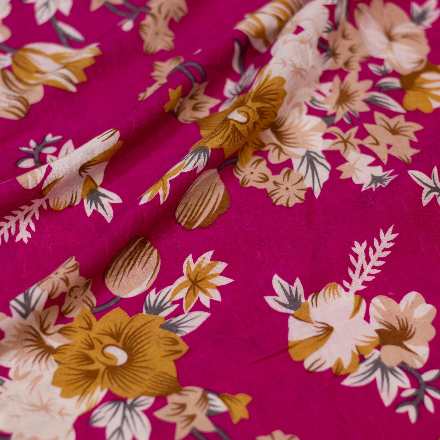 Pink and Brown Multicolor Floral Cotton Fabric
