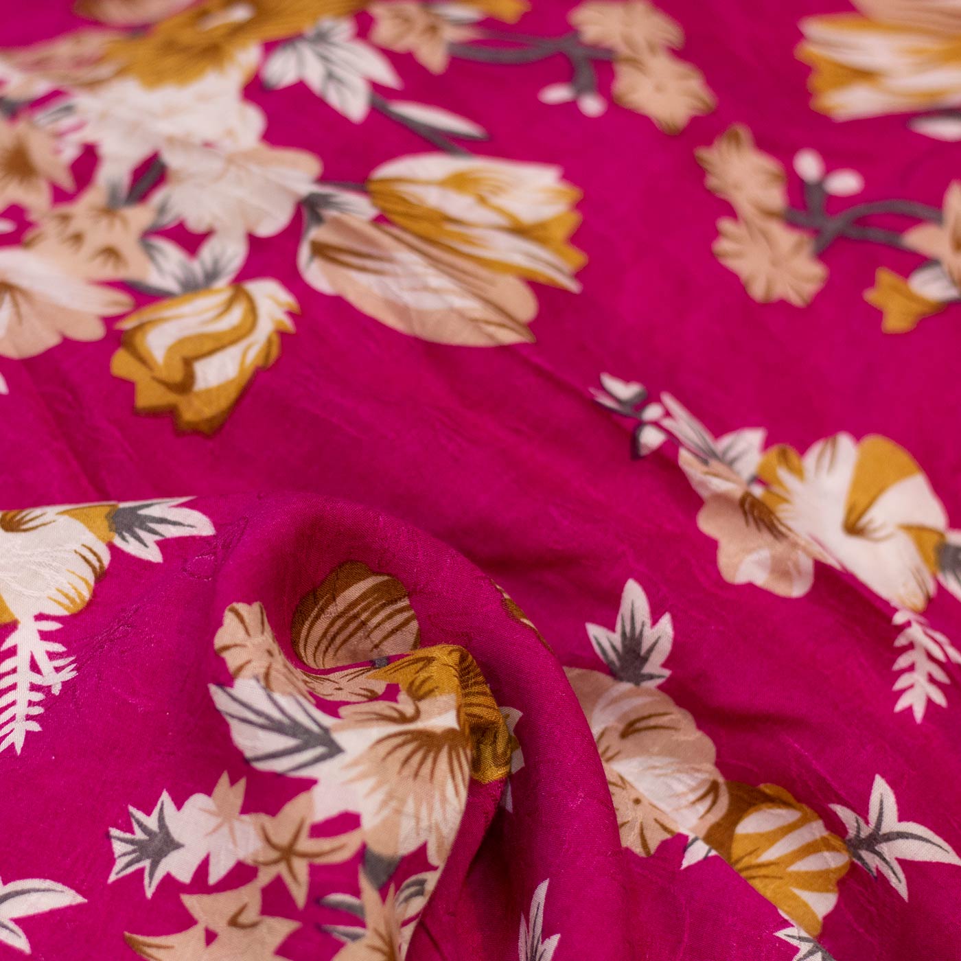 Pink and Brown Multicolor Floral Cotton Fabric