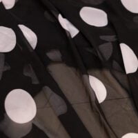 White Dotted Printed Chiffon Fabric
