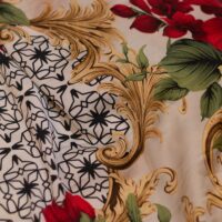 Carmine Floral Printed Silk Fabric