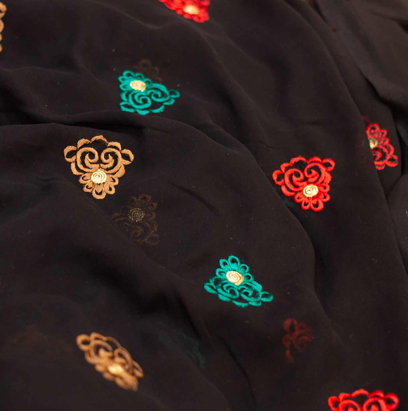 Embroidered Abstract Chiffon Fabric