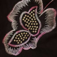 Black and Red Mixed Floral Embroidered Cotton Fabric