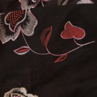 Black and Red Mixed Floral Embroidered Cotton Fabric