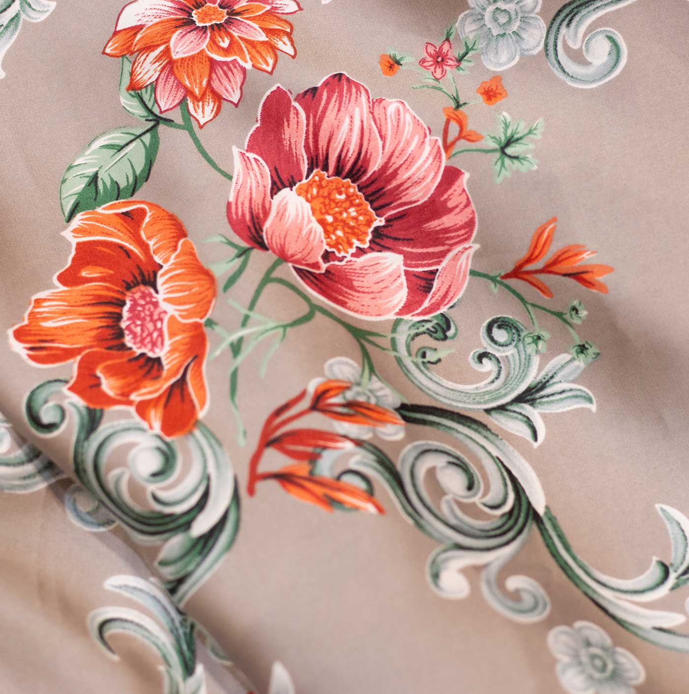 Multicolor Floral Design Printed Fabric