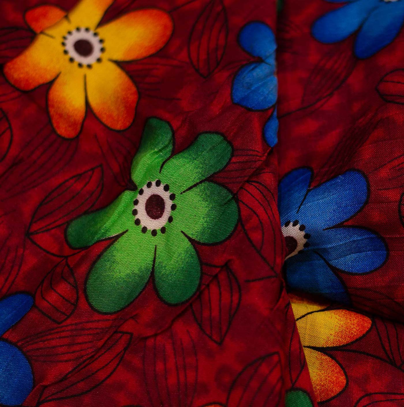 Multicolor Floral Design Printed Cotton Fabric