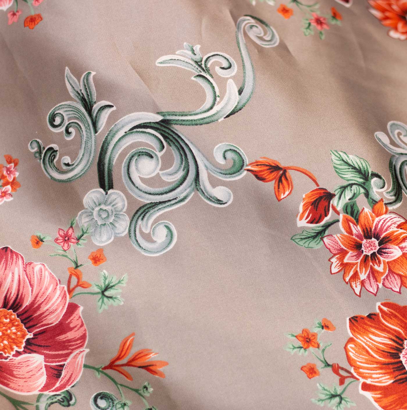 Multicolor Floral Design Printed Fabric