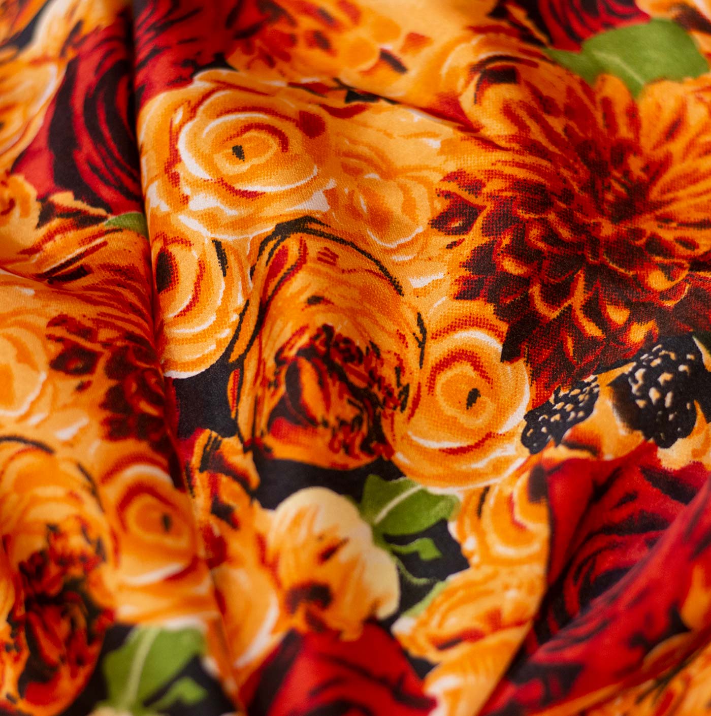 Milano Red & Pantone Mismatch Design Printed Silk Fabric