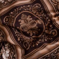 Coffee Brown Printed Design Silk Fabric