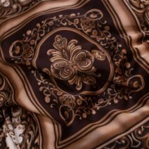 Coffee Brown Printed Design Silk Fabric